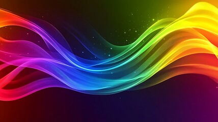 Fototapeta premium Abstract Rainbow Waves Flowing Across Dark Background