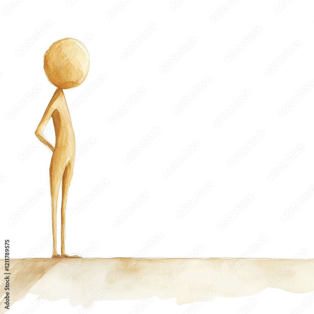 Aufkleber a simple figure stands observing an open space