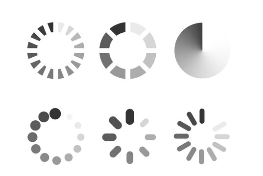 Collection of loading icons featuring various load bars and circular indicators. Vector illustration.