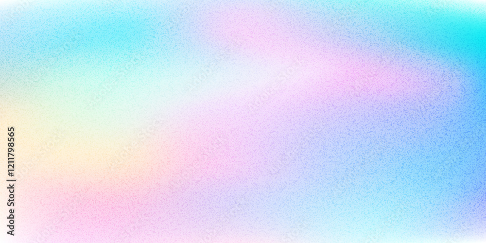 Aufkleber Color gritty gradient noise vector background. Abstract grain pink, blue and white paint gradation texture with pastel watercolor wave. Iridescent color gradient noise backdrop with translucent effect
