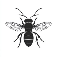 Obraz premium Bee Silhouette: Monochrome insect art.