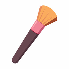 3D Makeup Brush Icon: Vibrant Cosmetic Tool Illustration Isolated on White Background.