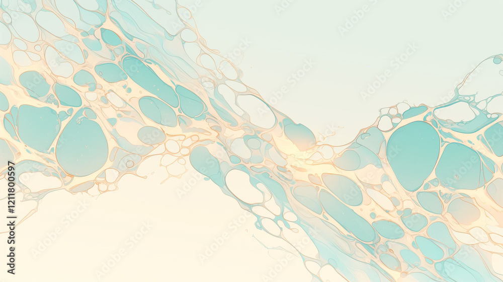 Wall mural fluid abstract design with intermingling colors and forms, simulating the organic flow of natural el