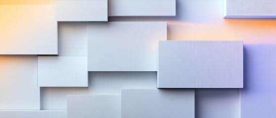 Obraz premium Abstract White Cubes Softly Lit. AI Generated