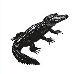 Fototapeta premium Black and white alligator illustration