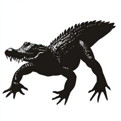 Fototapeta premium Black and white alligator illustration