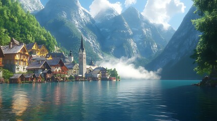 Fototapeta premium A picturesque view of Hall in Tirol Austria background wallpaper