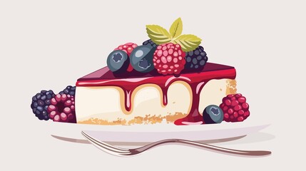 Homemade Berry Cheesecake - Freshness and Indulgence Captured in a Delicious Dessert Image