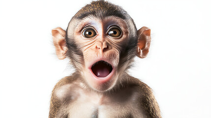 close up of a baboon isolated on white background