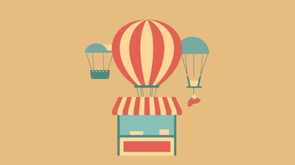 Colorful Fun Fair Carnival Food Booth Tent Air Balloon Tickets