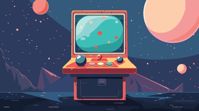 Fun Joystick Video Game Flat Vector Illustration