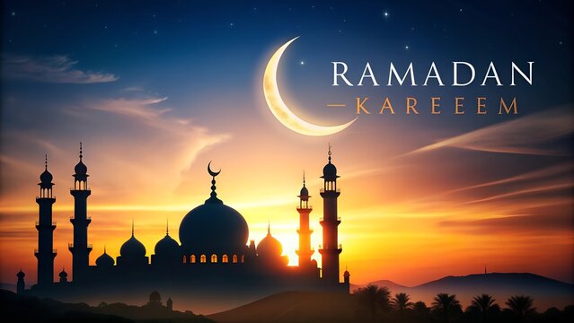 new ramadan kareem festive background 2025 with hanging lantern and moon