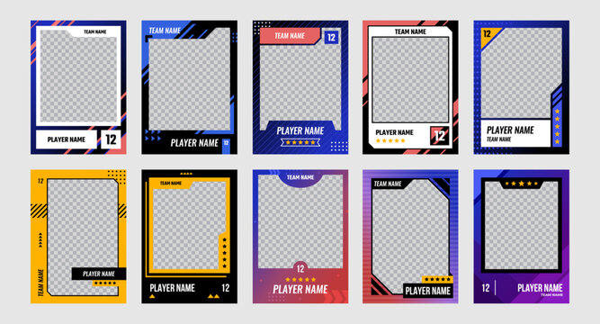 Sport trading card template set