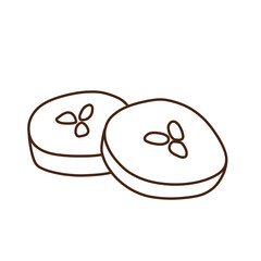 Delicious Javanese mud cake illustration. Lumpur cake. Thin line illustration.