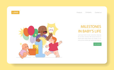 The First Year Of A babys Life. Flat Vector Illustration