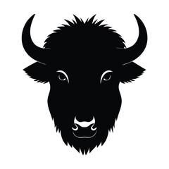 Bison Head Silhouette Vector Art, Black Bison Head Illustration Design