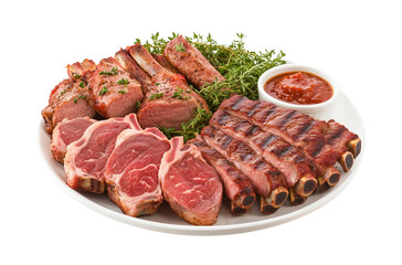 Fototapeta premium a Pork chops arranged isolated on a transparent background