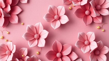Fototapeta premium Vibrant pink blossoms create a whimsical floral arrangement on a soft pastel backdrop to bring serenity and joy