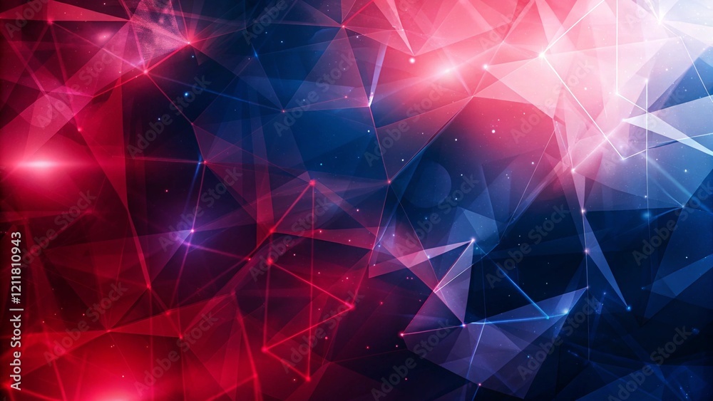 Poster abstract blue and red light with digital connecting dots decoration, with space and gaming backgroun