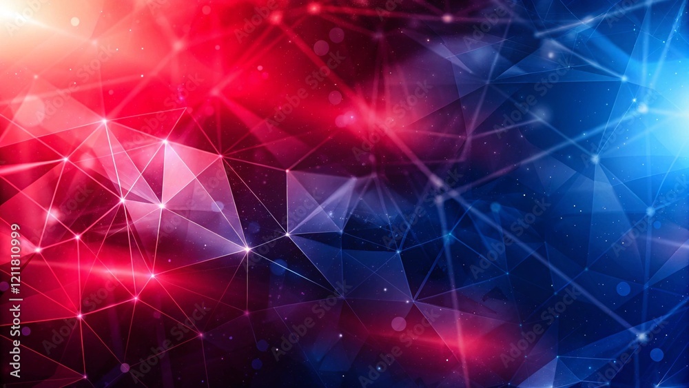 Aufkleber abstract blue and red light with digital connecting dots decoration, with space and gaming backgroun