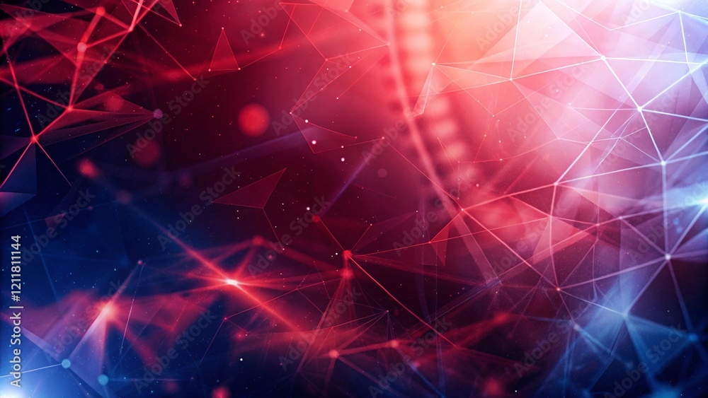 Poster abstract blue and red light with digital connecting dots decoration, with space and gaming backgroun