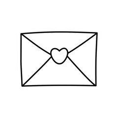 envelope with heart doodle outline