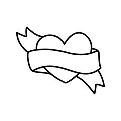 heart with ribbon doodle outline