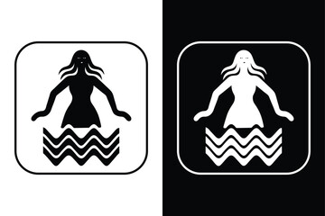 Aquarius Horoscope Silhouette Vector Icon – Black and White Designs