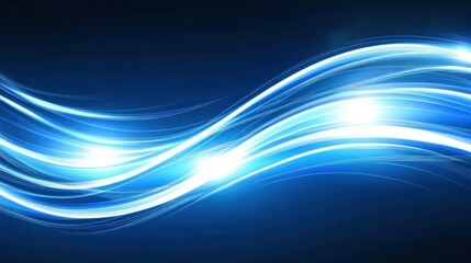 Fototapeta premium Abstract glowing blue wave background.