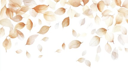 Delicate Autumn Leaves Falling on a Light Background