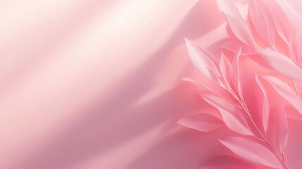 Soft Pink Leaves on a Gentle Gradient Background for Serene Aesthetic