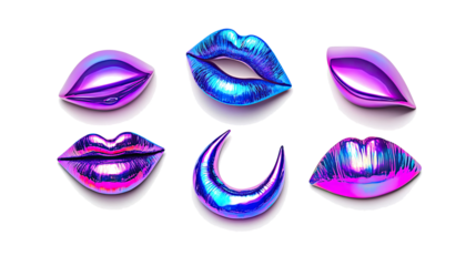 Iridescent Chrome Lips Collection Generative AI
