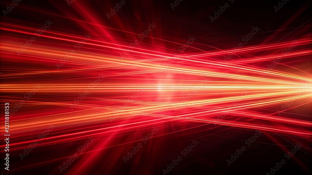 Aufkleber abstract red light streaks moving fast on dark background, futuristic glowing motion effect for spee
