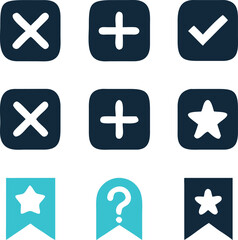 Obraz premium User Interface Icons for Adding, Removing, and Marking Items