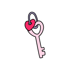 Heart key with heart keychain