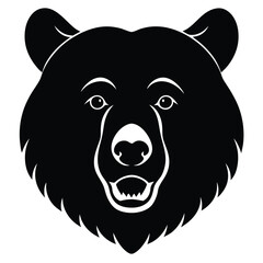 Black Bear Head Silhouette Vector Art and Black Bear Head Design in Black Color