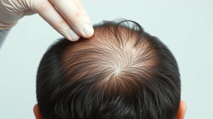 Naklejka premium Close up of a healthy scalp with new hair growth and revitalized follicles, scalp, follicular