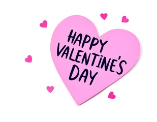 Pink heart with happy valentine's day message and small hearts
