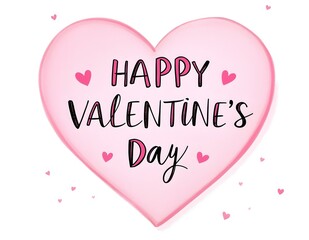 Pink heart with happy valentine's day text and small hearts