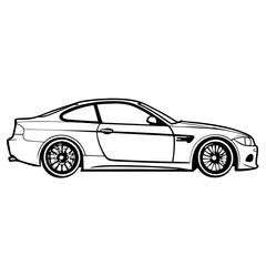 Naklejka premium Car vector icon, Electric vehicle car Vector icon Outline, Car vector outline drawing, Car Vector illustration
