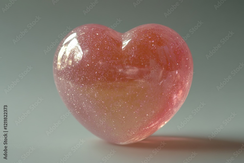 Aufkleber Heart-shaped sparkling resin object with a gradient effect in soft lighting