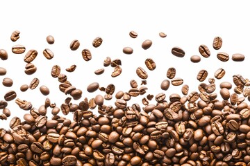 Naklejka premium Roasted Coffee Beans Falling and Piling High