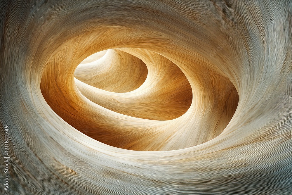 Aufkleber Swirling patterns create a mesmerizing tunnel of soft beige and cream hues in an abstract formation