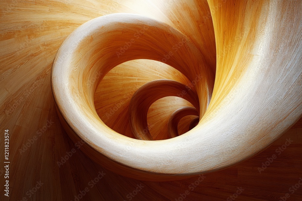 Poster swirling wooden spiral creates a mesmerizing visual effect in a well-lit space