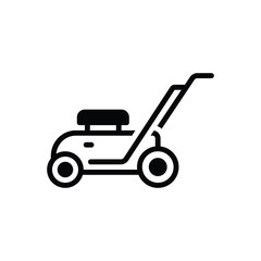 Black solid icon for lawn mower
