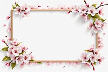 Obraz premium A frame shape made of flowers with pink blossoms and a romantic floral design perfect for Valentine's Day