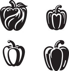 Silhouette of Bell pepper isolated with white background