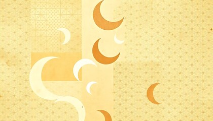 Abstract Pastel Yellow Artwork Featuring Crescents