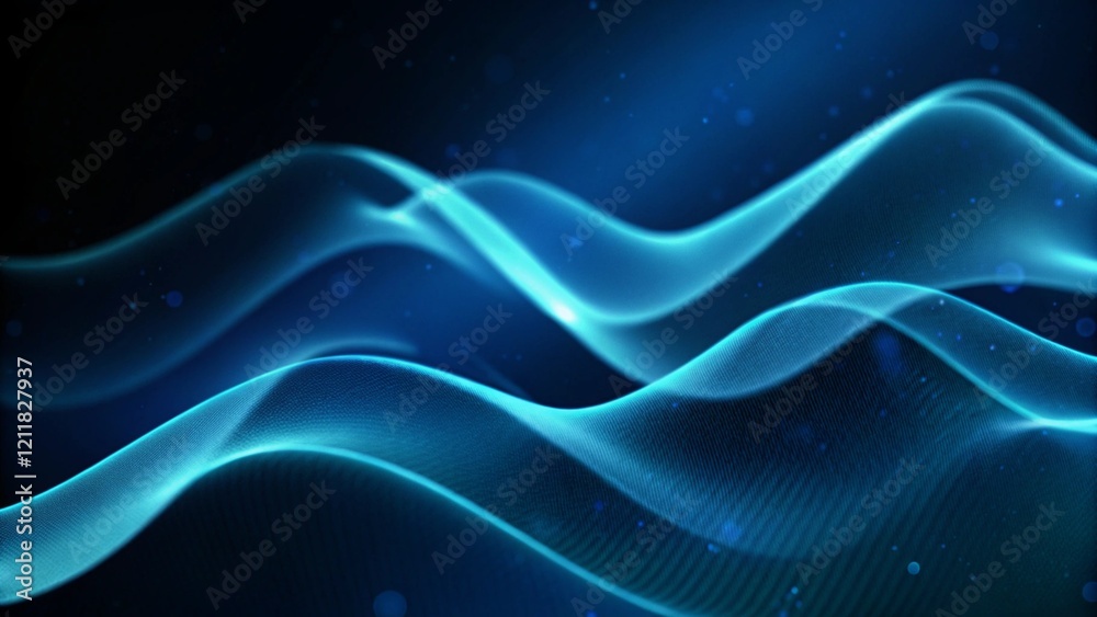 Poster Dark abstract curve and wavy background with gradient and color, glowing waves in a dark background, curvy wallpaper design, futuristic lines and neon light flow creating modern digital art