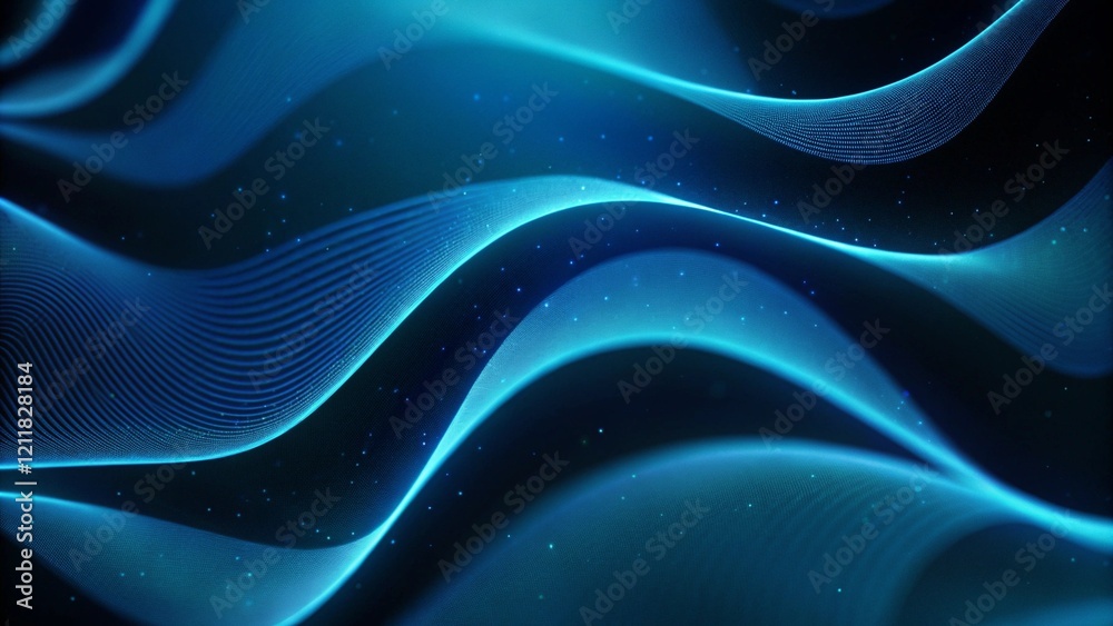 Leinwandbilder Dark abstract curve and wavy background with gradient and color, glowing waves in a dark background, curvy wallpaper design, futuristic lines and neon light flow creating modern digital art